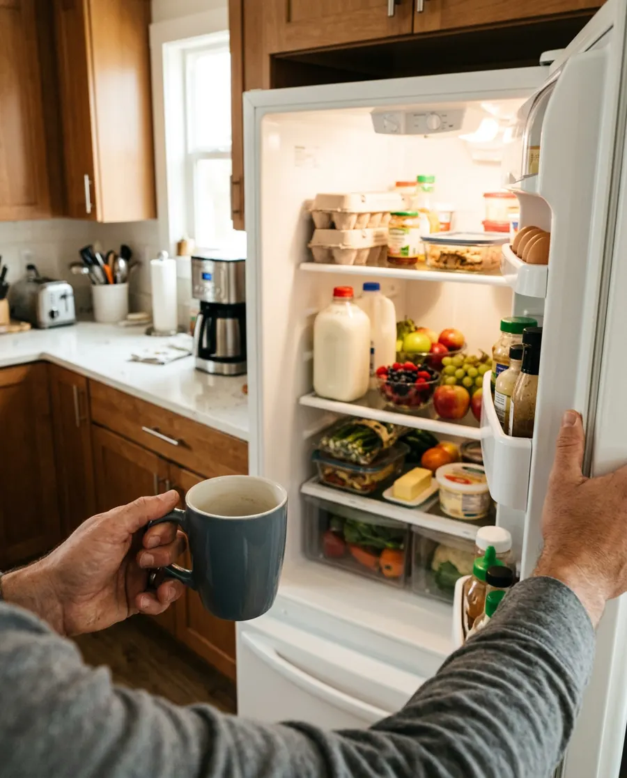 Morning kitchen scene with a mug